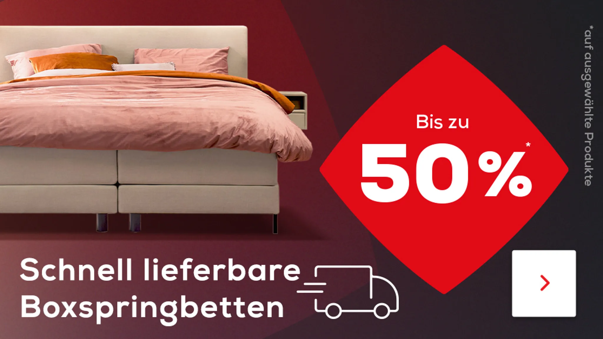 Bis zu 50% auf schnell lieferbare Boxspringbetten